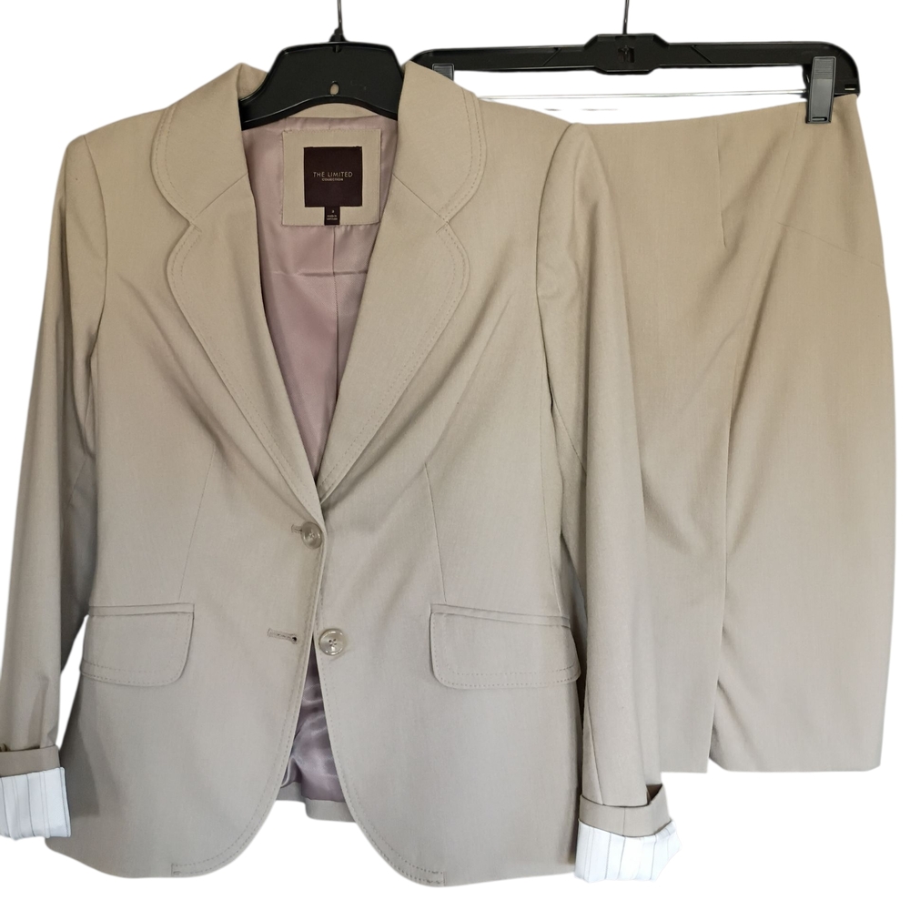 The Limited Beige Blazer and Skirt Set, Size 2